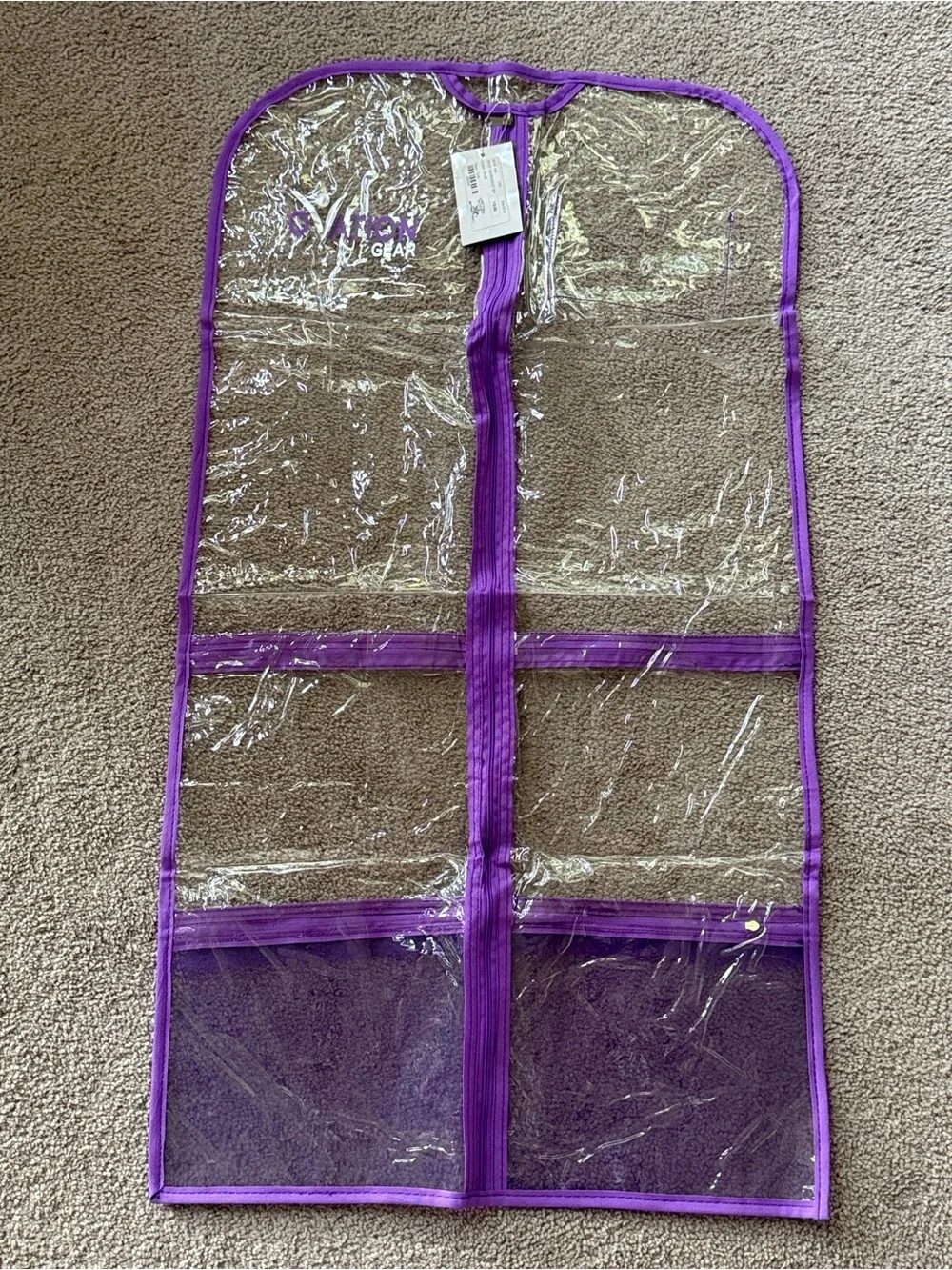 Ovation Gear Clear Garment Bag with Purple Trim!